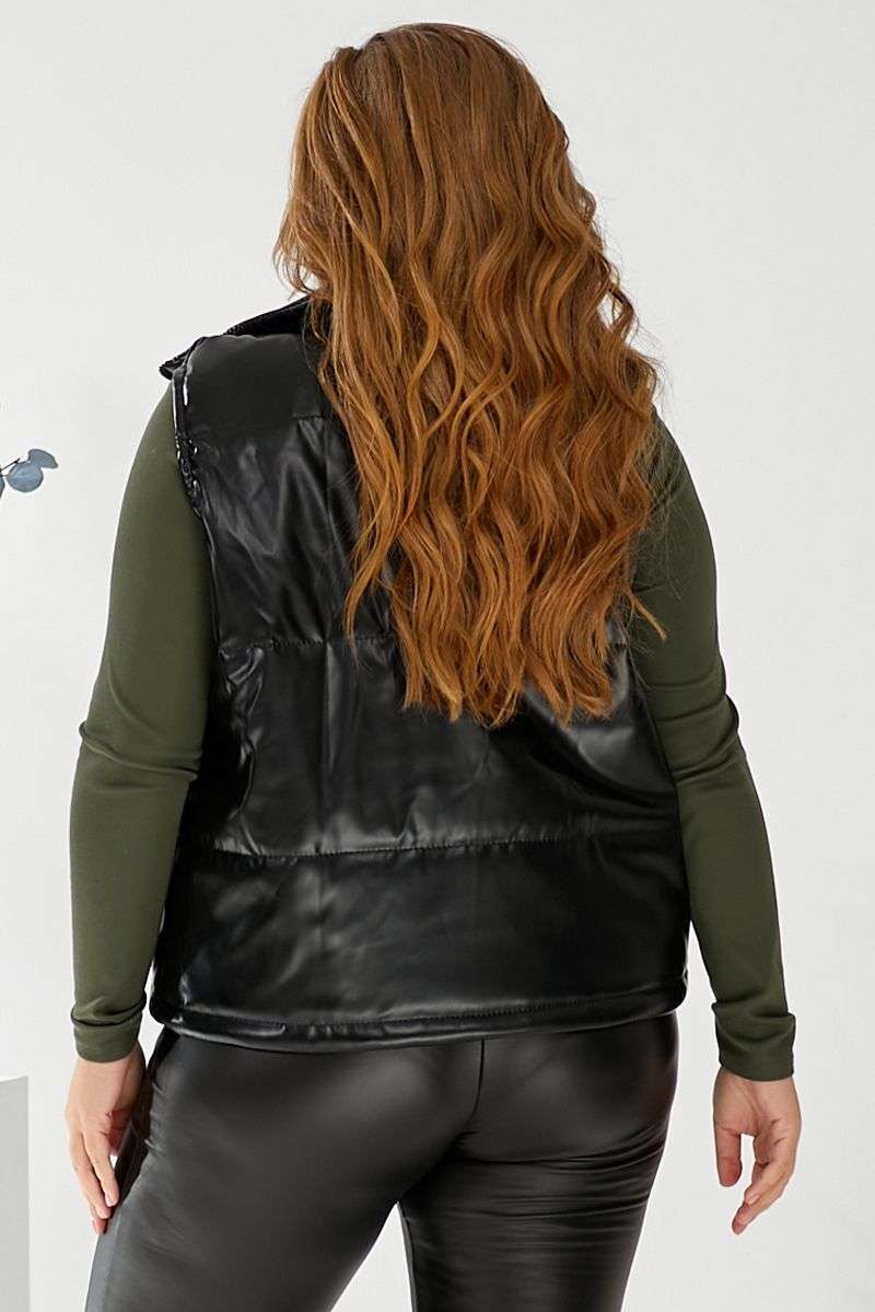 Жилет женский демисезонный экокожа, цвет черный, 257R68 — изображение 4