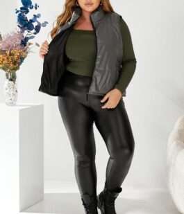 Жилет женский демисезонный экокожа, цвет серый, 257R68