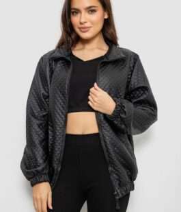 Бомбер женский с принтом, цвет черный, 257R72-2