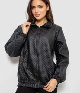 Бомбер женский с принтом, цвет черный, 257R72-2