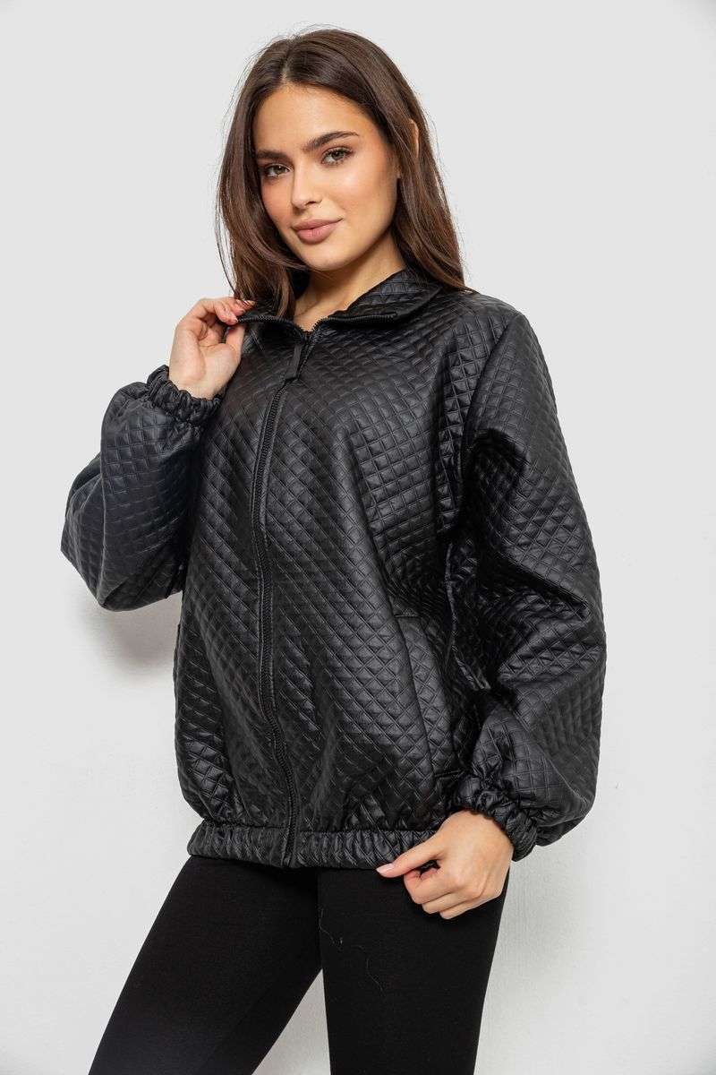 Бомбер женский с принтом, цвет черный, 257R72-2 — изображение 4