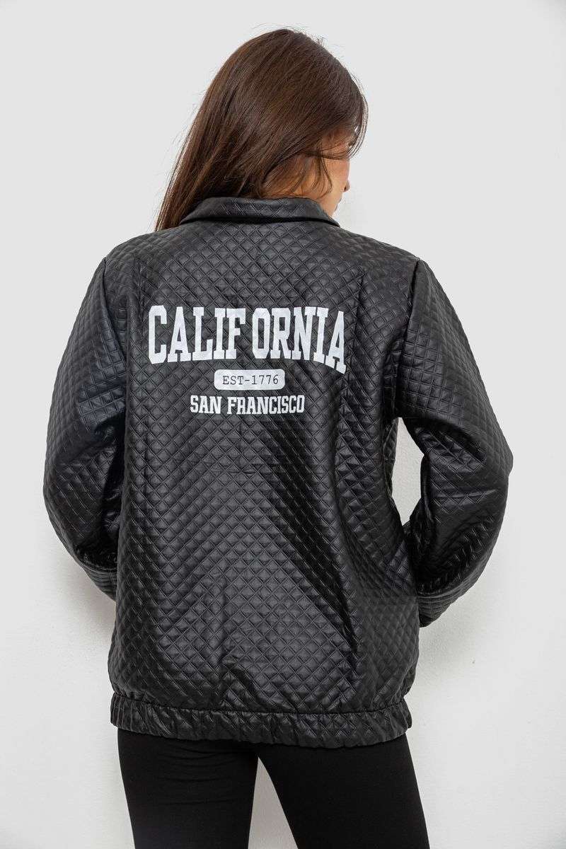 Бомбер женский с принтом, цвет черный, 257R72-2 — изображение 5