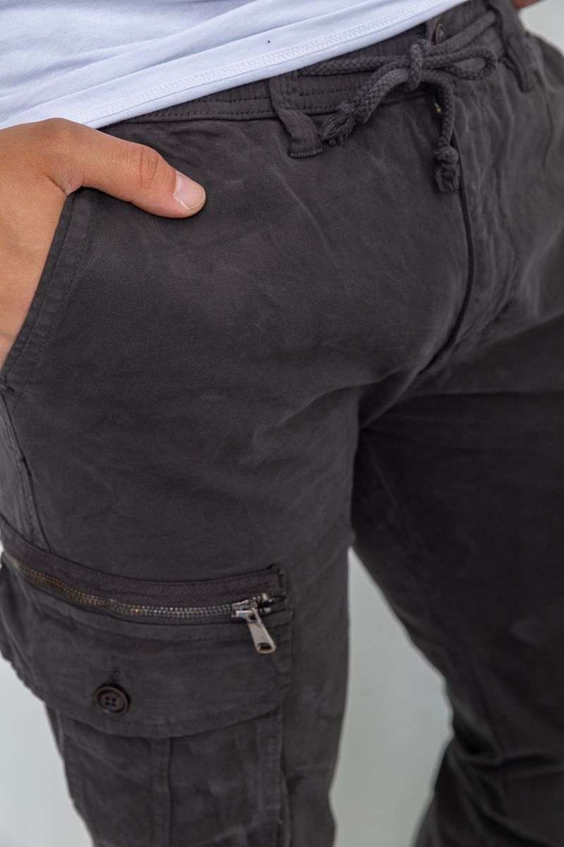 Брюки карго мужские, цвет темно-серый, 244R2073 — изображение 5
