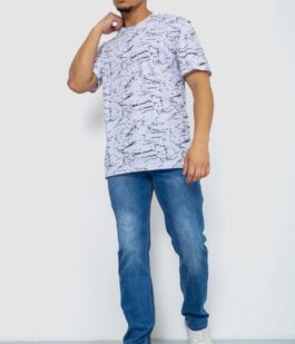 Футболка мужская с принтом, цвет бело-черный, 219R020