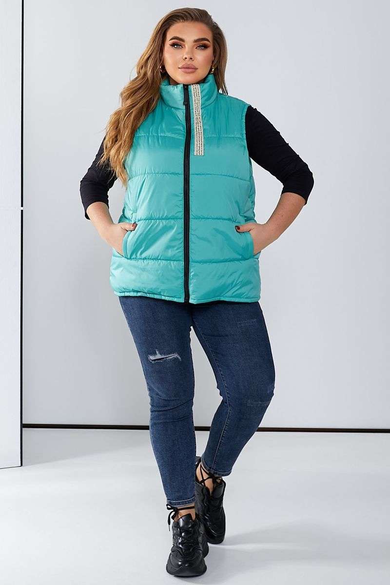 Жилет женский демисезонный, цвет бирюзовый, 257R95 — изображение 4