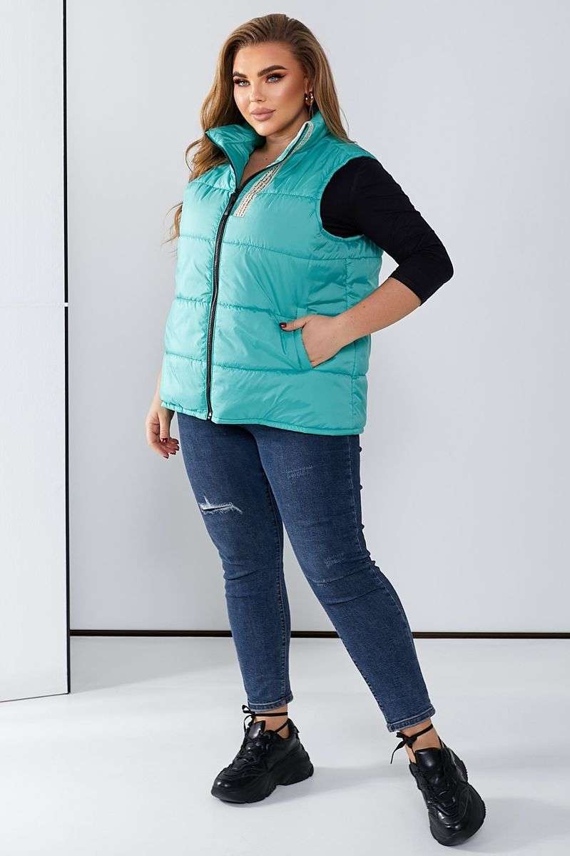 Жилет женский демисезонный, цвет бирюзовый, 257R95 — изображение 6