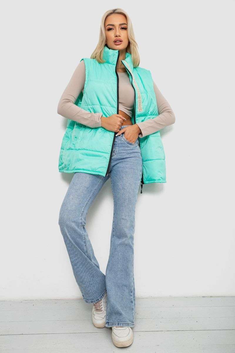 Жилет женский демисезонный, цвет бирюзовый, 257R95 — изображение 8