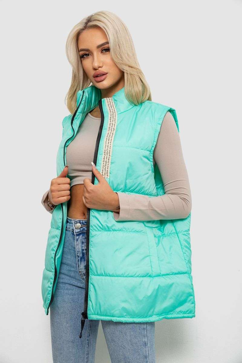 Жилет женский демисезонный, цвет бирюзовый, 257R95 — изображение 9