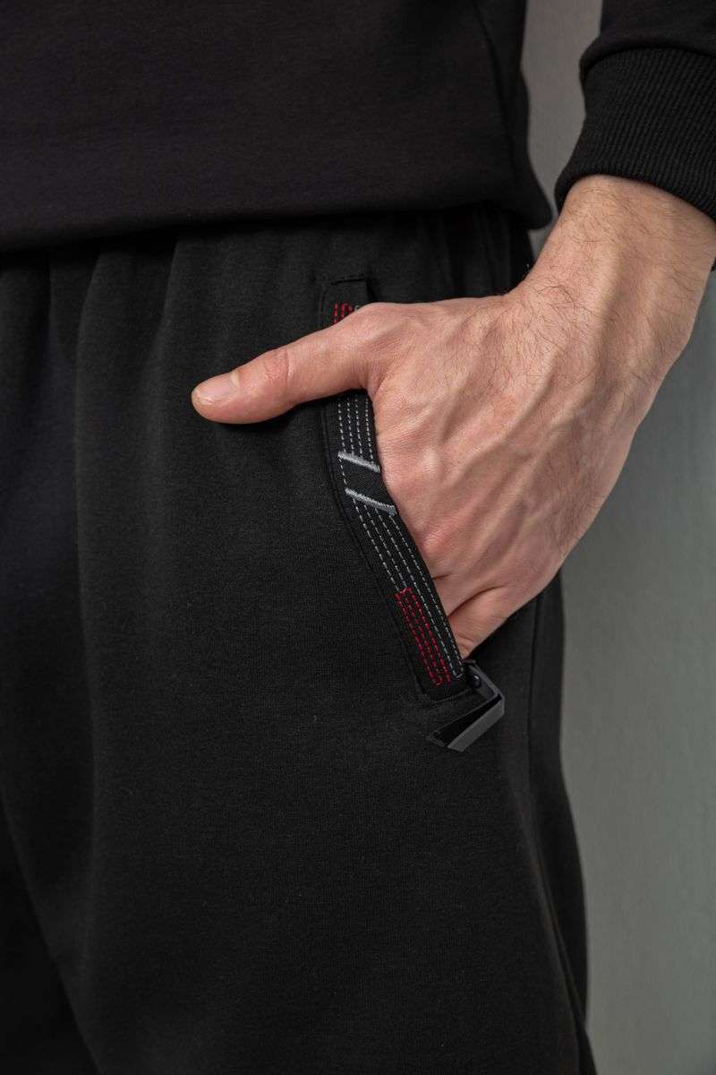 Спортивные штаны мужские на флисе, цвет черный, 244R41748 — изображение 5