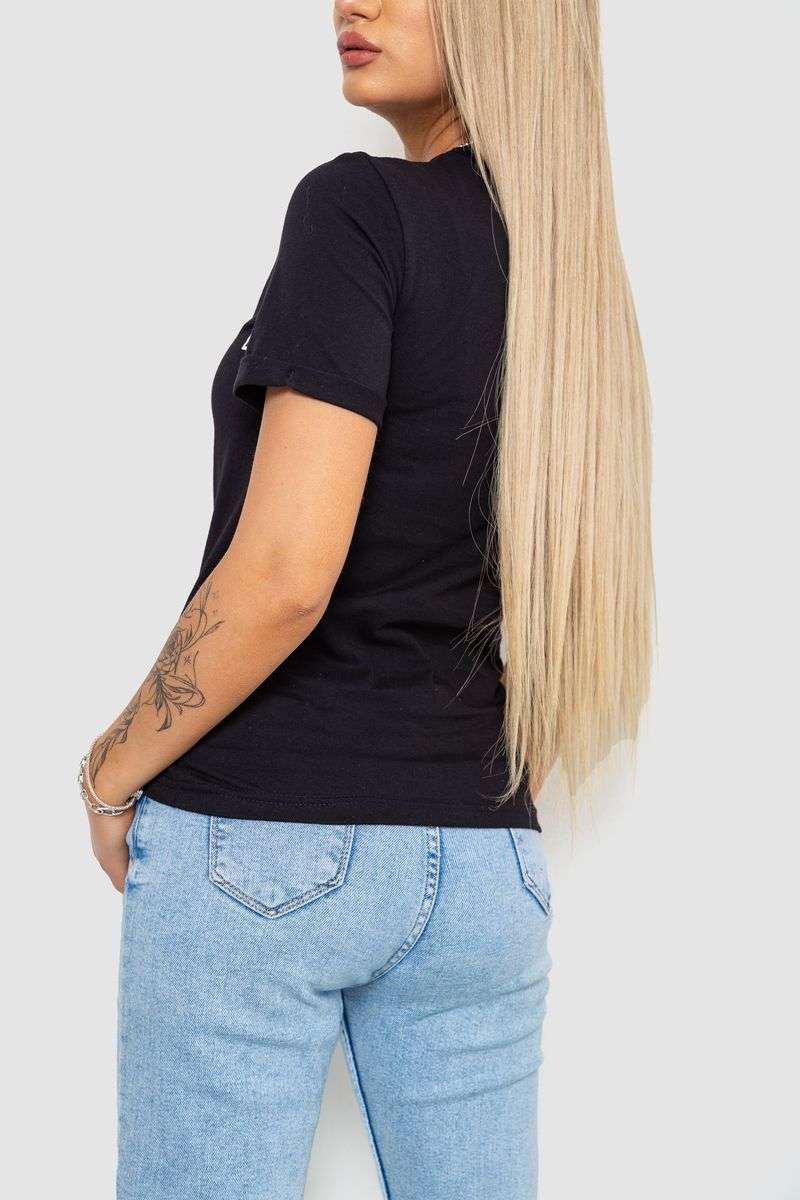 Футболка женская с принтом, цвет черный, 238R57400 — изображение 4