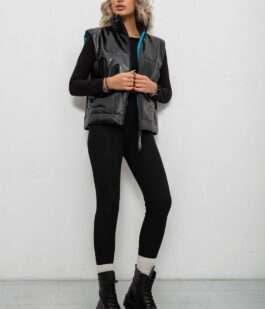 Жилет женский демисезонный экокожа, цвет черный, 257R98-1