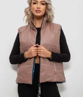 Жилет женский демисезонный экокожа, цвет коричневый, 257R98-1