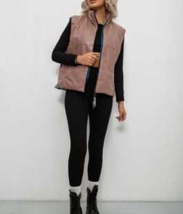 Жилет женский демисезонный экокожа, цвет коричневый, 257R98-1