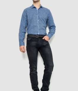 Рубашка мужская в клетку байковая, цвет сине-голубой, 214R16-33-164