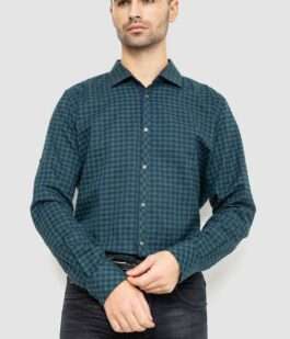 Рубашка мужская в клетку байковая, цвет зелено-синий, 214R16-33-164