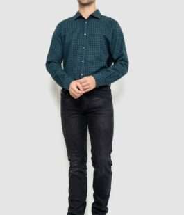 Рубашка мужская в клетку байковая, цвет зелено-синий, 214R16-33-164