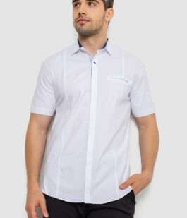 Рубашка мужская однотонная классическая, цвет белый, 214R7108