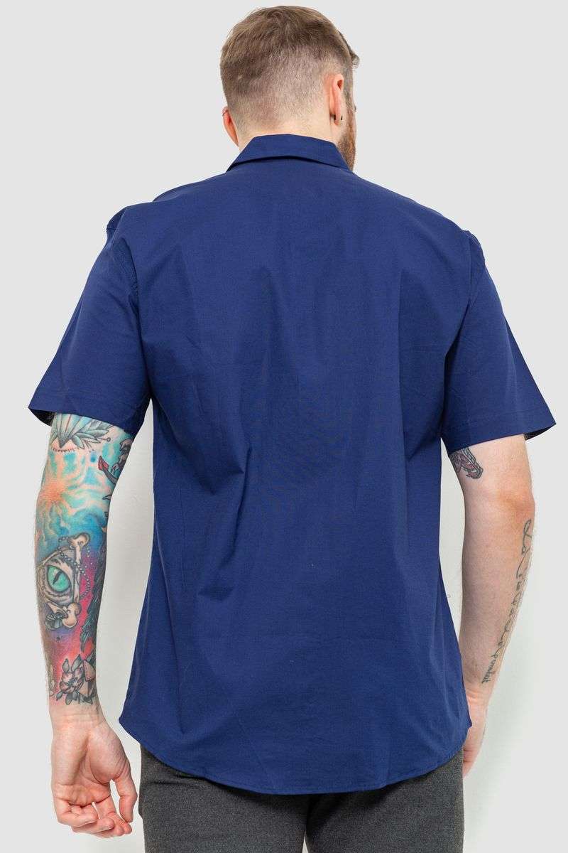 Рубашка мужская однотонная классическая, цвет темно-синий, 214R7108 — изображение 4