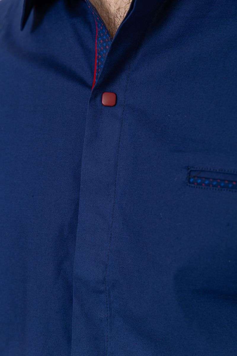 Рубашка мужская однотонная классическая, цвет темно-синий, 214R7108 — изображение 5