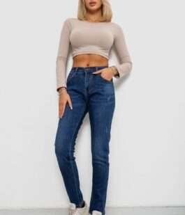 Джинсы женские на флисе, цвет синий, 244RVE951