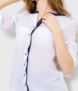 Блуза классическая, цвет бело-синий, 230R111