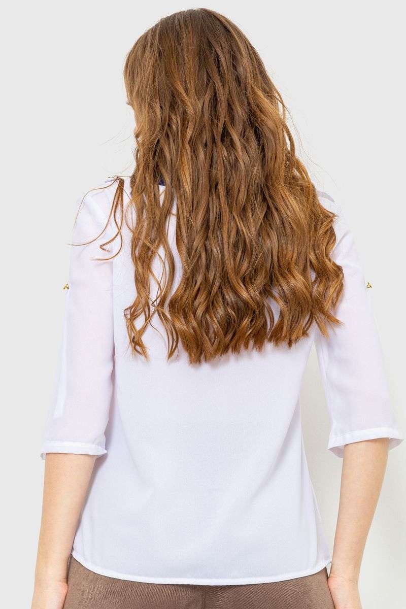 Блуза классическая, цвет бело-синий, 230R111 — изображение 4