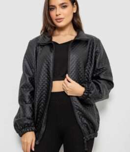 Бомбер женский с принтом, цвет черный, 257R72-3