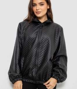 Бомбер женский с принтом, цвет черный, 257R72-3