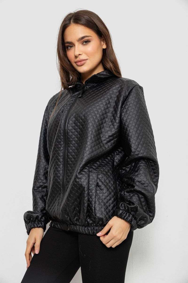 Бомбер женский с принтом, цвет черный, 257R72-3 — изображение 4