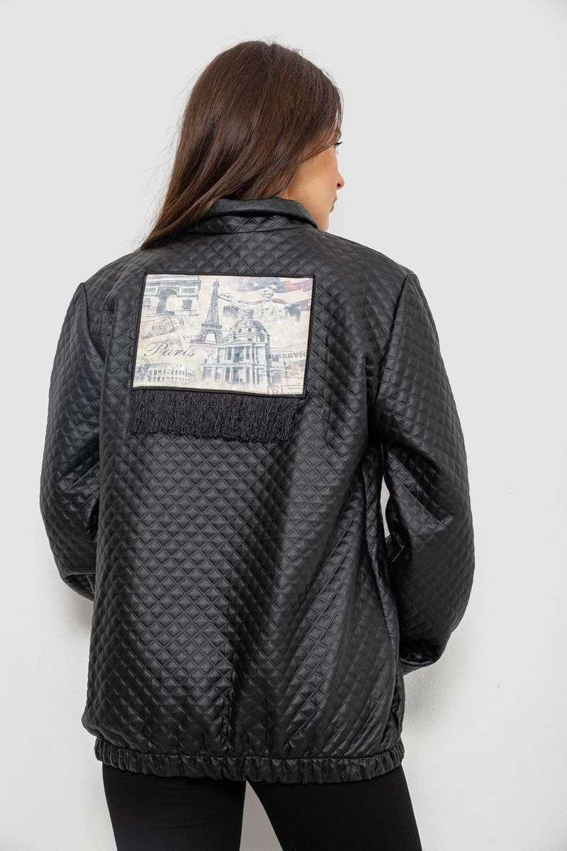 Бомбер женский с принтом, цвет черный, 257R72-3 — изображение 5