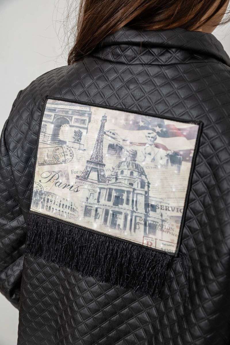 Бомбер женский с принтом, цвет черный, 257R72-3 — изображение 6