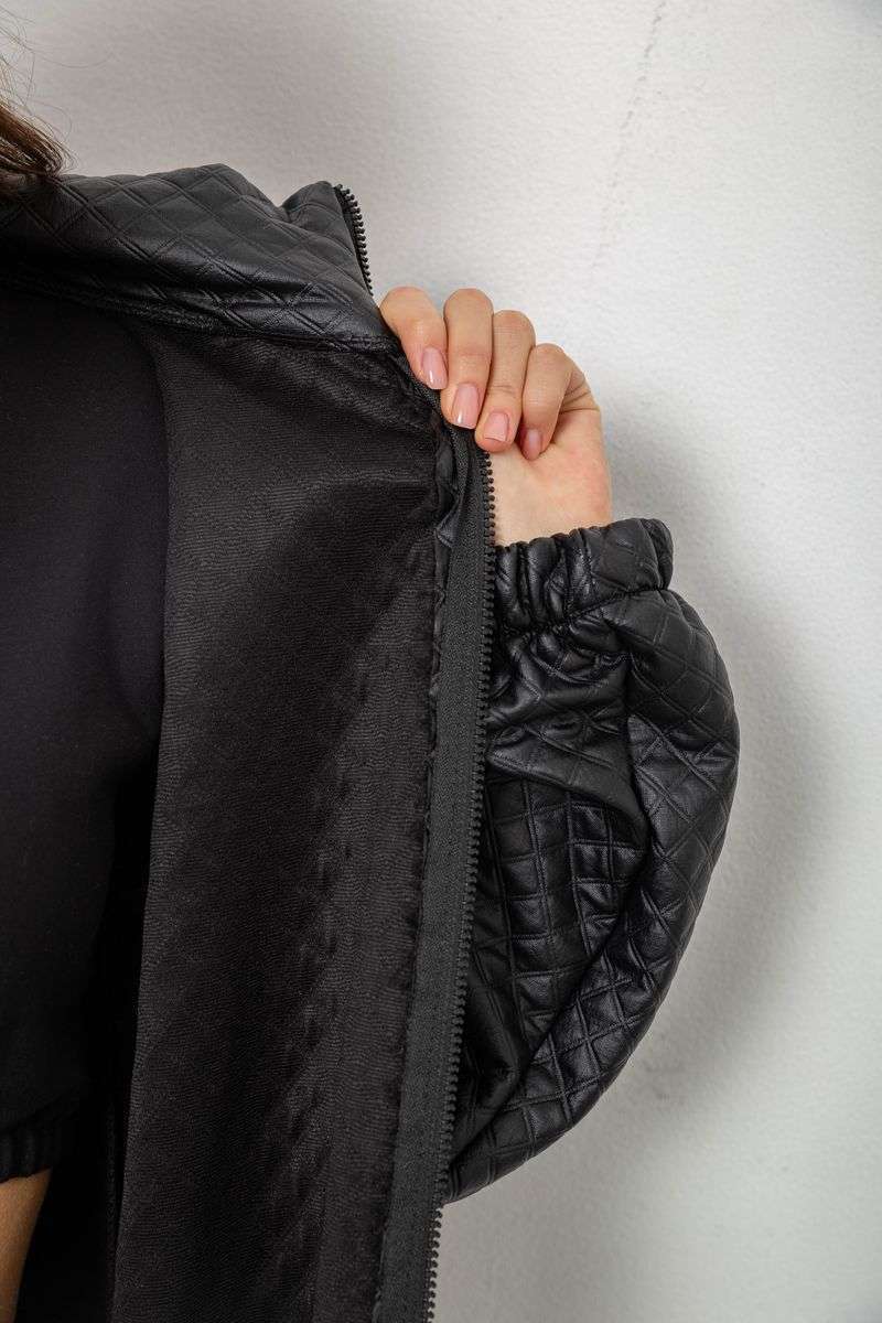 Бомбер женский с принтом, цвет черный, 257R72-3 — изображение 8