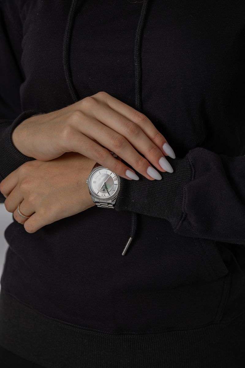 Худи женский на флисе, цвет черный, 242R053 — изображение 5