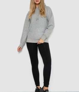 Худи женский на флисе, цвет серый, 242R053