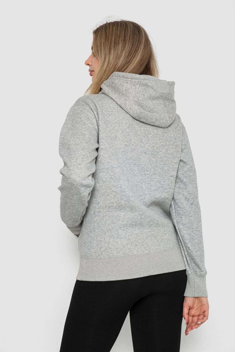 Худи женский на флисе, цвет серый, 242R053 — изображение 4