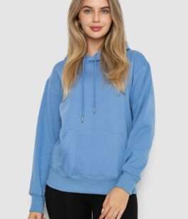 Худи женский на флисе, цвет джинс, 242R053