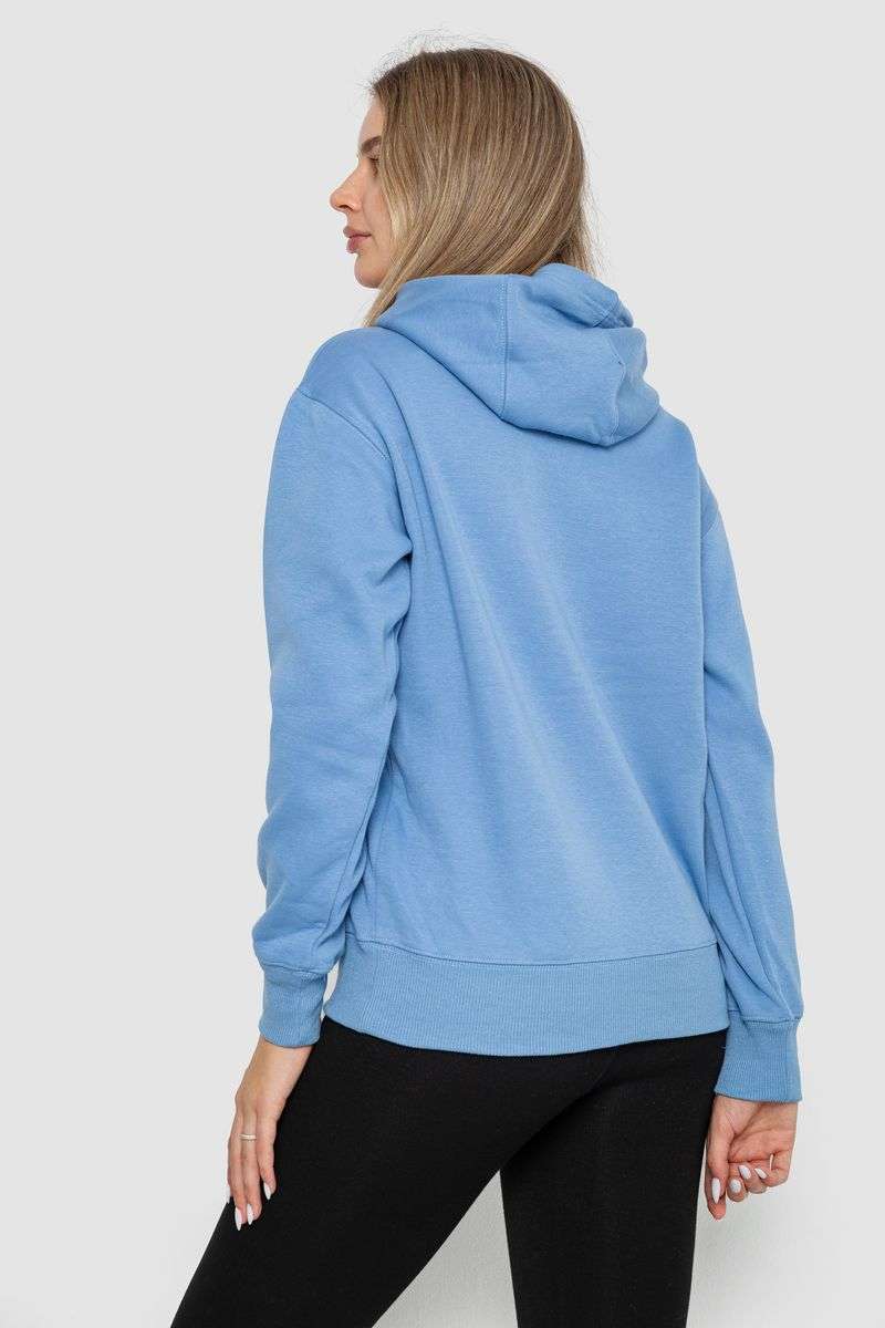 Худи женский на флисе, цвет джинс, 242R053 — изображение 4