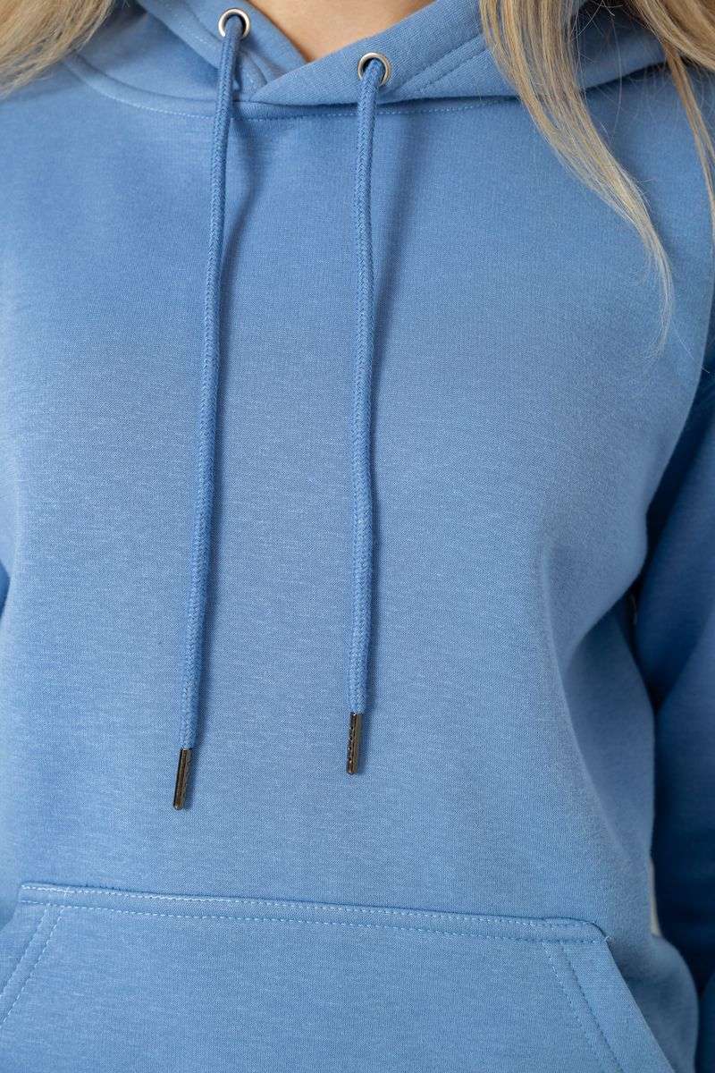 Худи женский на флисе, цвет джинс, 242R053 — изображение 6