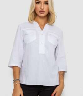 Блуза однотонная, цвет белый, 230R96-15