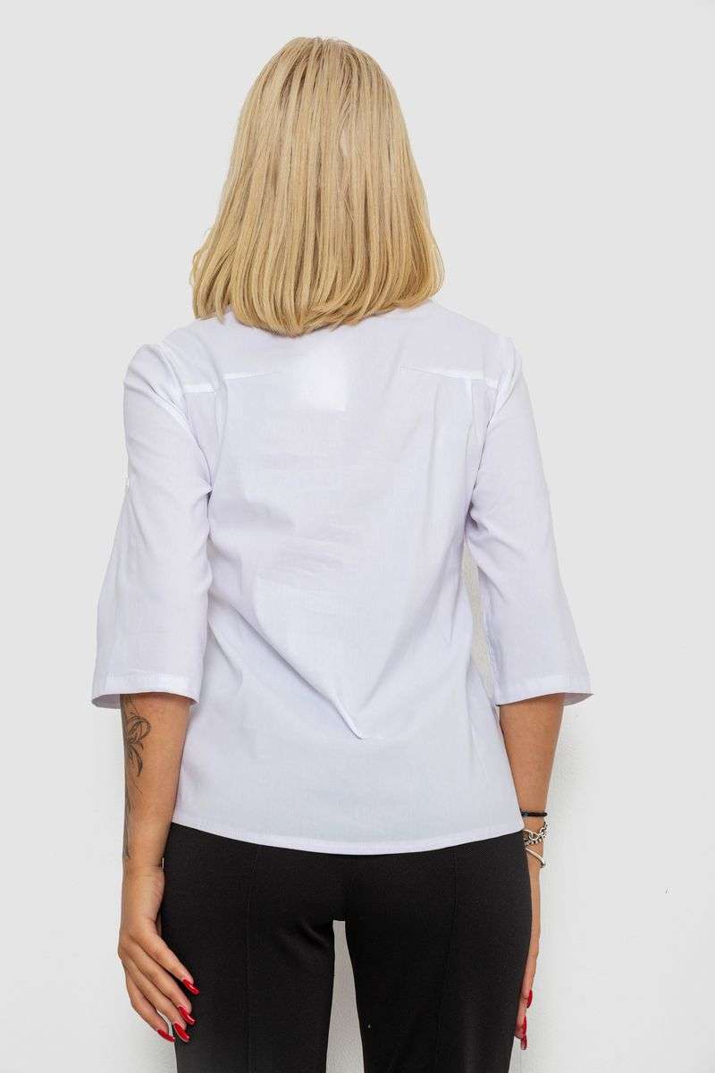 Блуза однотонная, цвет белый, 230R96-15 — изображение 4