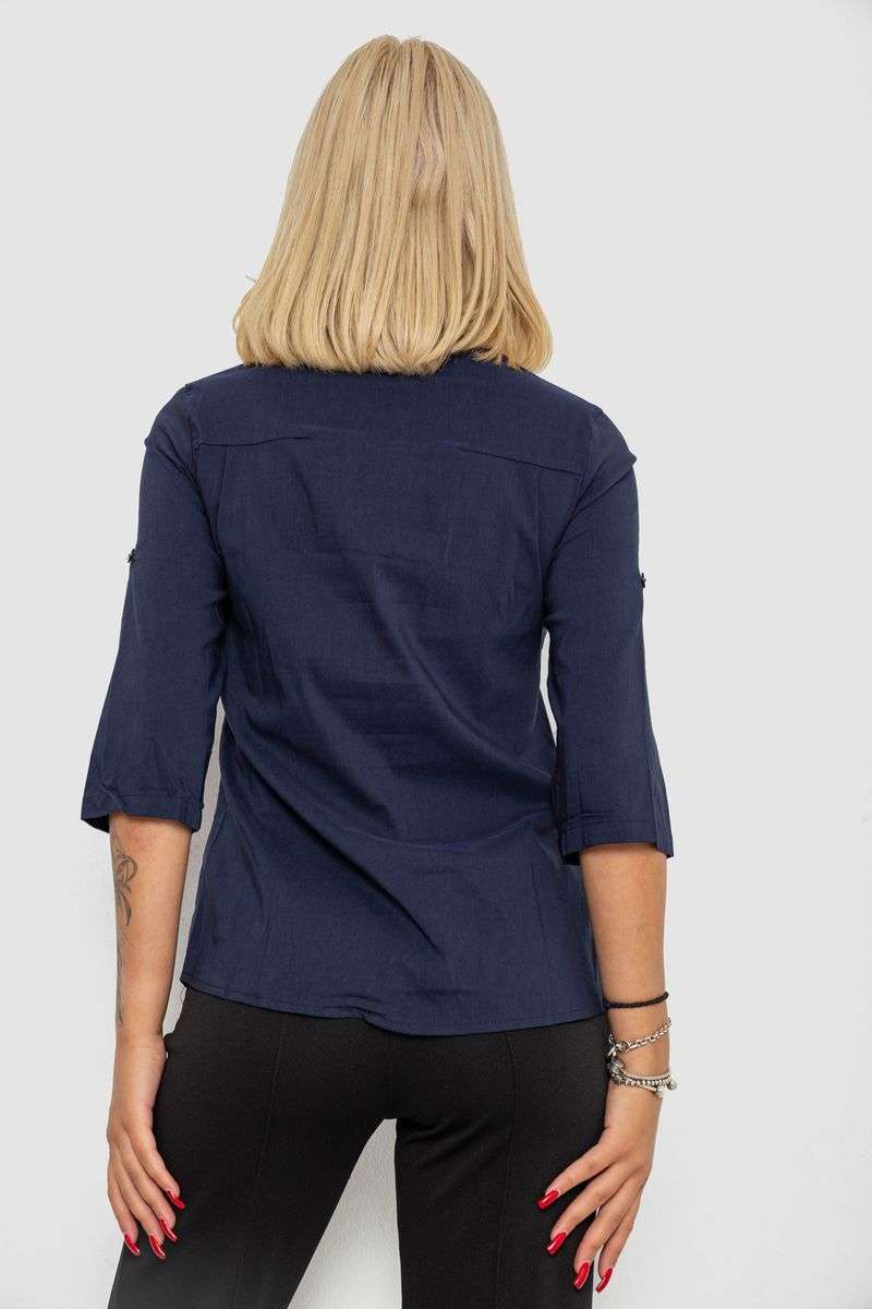 Блуза однотонная, цвет синий, 230R96-15 — изображение 4