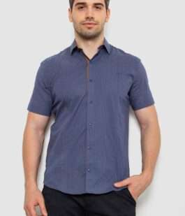 Рубашка мужская с принтом, цвет джинс, 214R7129