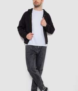 Кофта мужская на молнии с капюшоном, цвет черный, 238R103