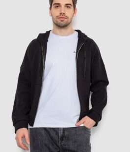 Кофта мужская на молнии с капюшоном, цвет черный, 238R103