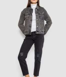 Джинсовая куртка женская, цвет серый, 129RA229