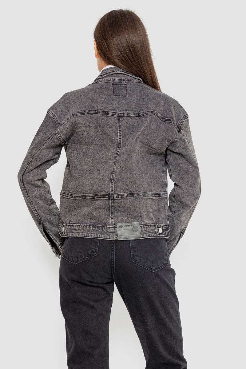 Джинсовая куртка женская, цвет серый, 129RA229 — изображение 4