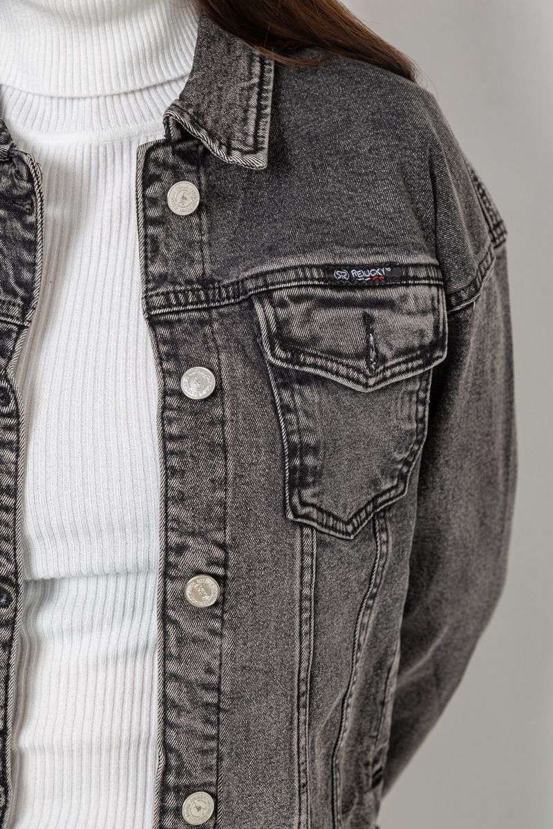 Джинсовая куртка женская, цвет серый, 129RA229 — изображение 5