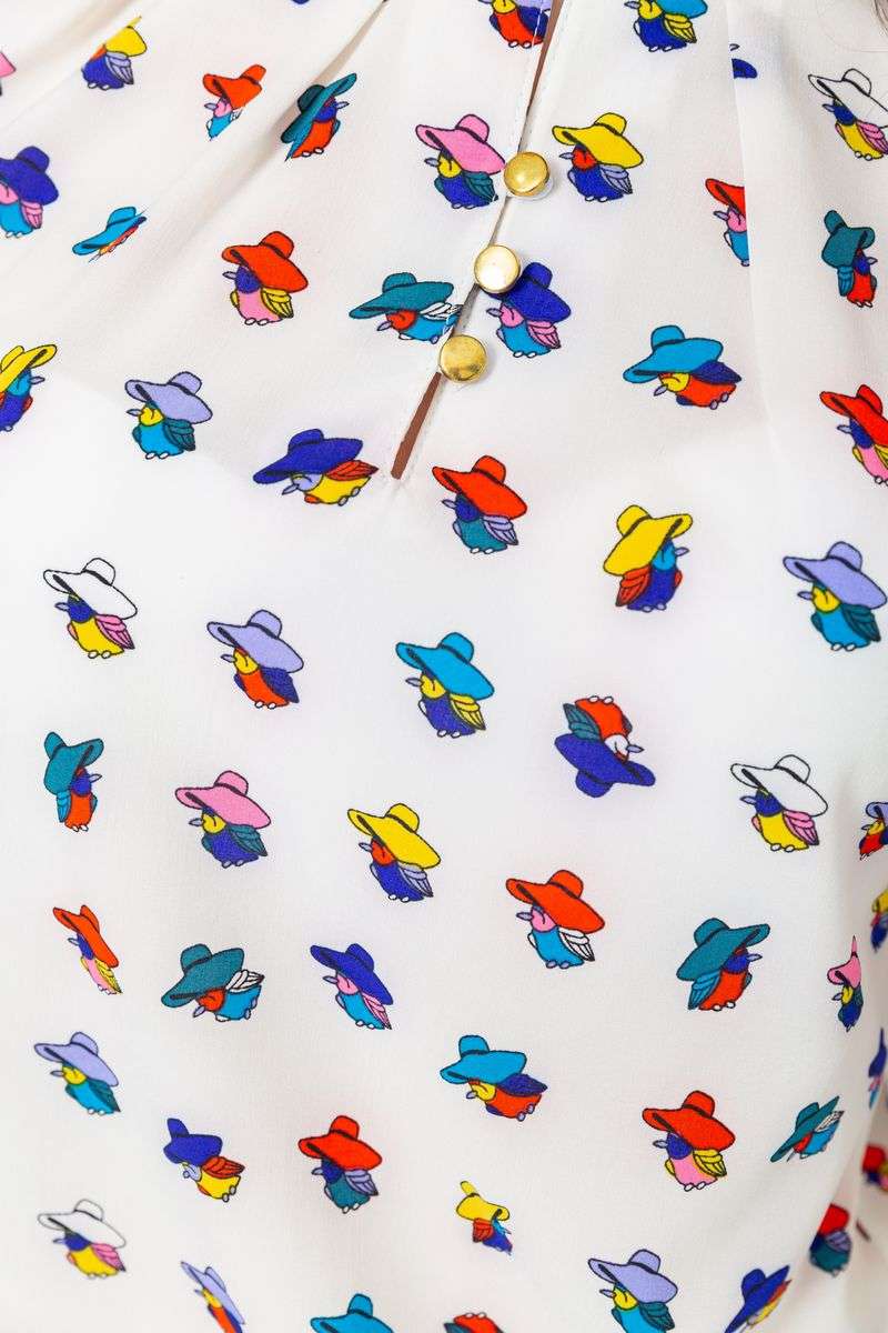 Блуза с принтом, цвет молочно-синий, 230R1121 — изображение 5