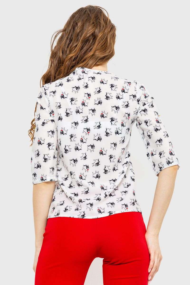 Блуза с принтом, цвет молочно-черный, 230R1121 — изображение 4