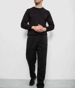 Спортивные штаны мужские на флисе, цвет черный, 244R41597